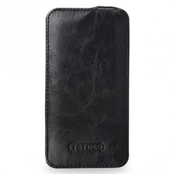 Эксклюзивный кожаный чехол вертикальная книжка (цельная телячья нат. вощеная кожа) для BlackBerry Z10 Черный