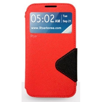 Чехол портмоне подставка с окном вызова и дизайнерской магнитной застежкой для Samsung Galaxy Note 5 Красный