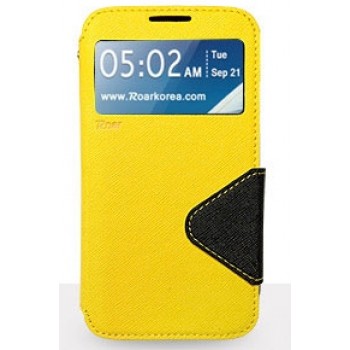 Чехол портмоне подставка с окном вызова и дизайнерской магнитной застежкой для Samsung Galaxy Note 5 Желтый