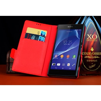 Кожаный чехол-портмоне для Sony Xperia T3 Красный