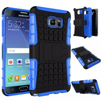 Антиударный силиконовый чехол экстрим защита с подставкой для Samsung Galaxy Note 5 Синий
