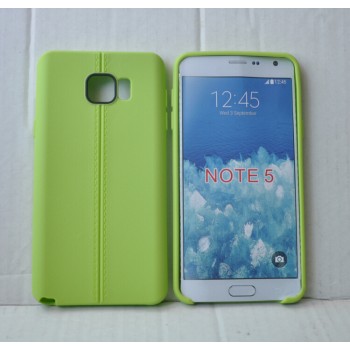 Силиконовый матовый непрозрачный чехол дизайн Нити для Samsung Galaxy Note 5 Зеленый