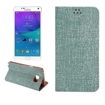 Текстурный чехол флип подставка с отделением для карты и тканевым покрытием для Samsung Galaxy Note 5 Зеленый