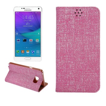 Текстурный чехол флип подставка с отделением для карты и тканевым покрытием для Samsung Galaxy Note 5 Розовый