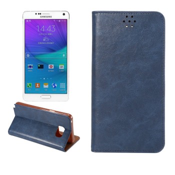 Чехол флип подставка на силиконовой основе с отделением для карты для Samsung Galaxy Note 5 Синий
