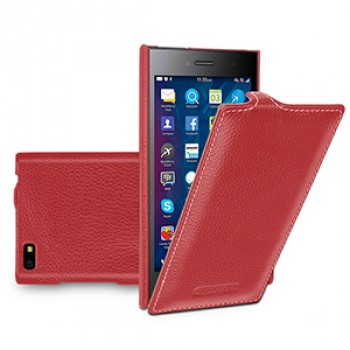 Кожаный чехол вертикальная книжка (нат. кожа) для Blackberry Leap Красный