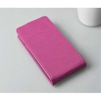 Чехол вертикальная книжка на пластиковой основе с защёлкой для LG Spirit Пурпурный