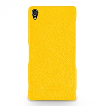 Кожаный чехол накладка (нат. кожа) для Sony Xperia Z3 Желтый