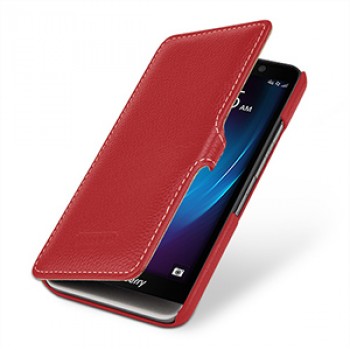 Кожаный чехол горизонтальная книжка (нат. кожа) с защёлкой для Blackberry Z30 Красный