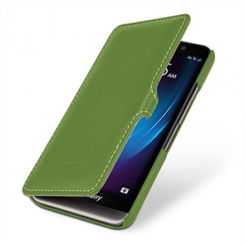 Кожаный чехол горизонтальная книжка (нат. кожа) с защёлкой для Blackberry Z30 Зеленый