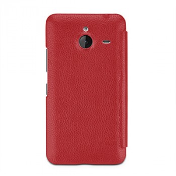 Кожаный чехол горизонтальная книжка (нат. кожа) для Microsoft Lumia 640 XL Красный