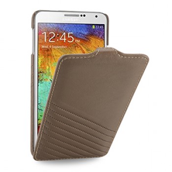 Эксклюзивный кожаный чехол вертикальная книжка (нат. тисненая кожа) ручной работы с крепежной застежкой для Samsung Galaxy Note 3