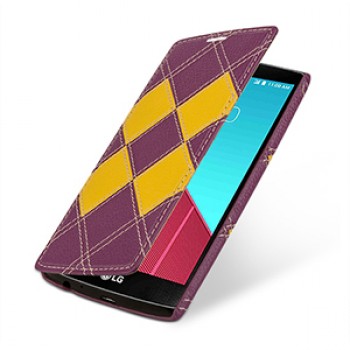 Эксклюзивный кожаный чехол горизонтальная книжка (2 вида нат. кожи) серия Rhombes для LG G4