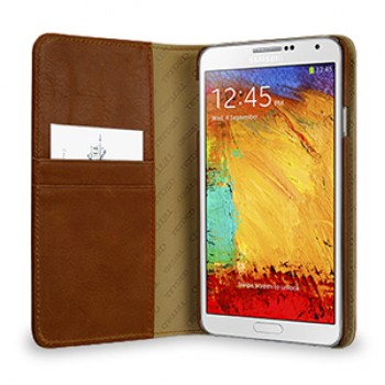 Кожаный чехол портмоне (нат. вощеная кожа) для Samsung Galaxy Note 3