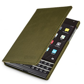 Кожаный чехол портмоне (премиум нат. винтажная вощеная кожа) для Blackberry Passport