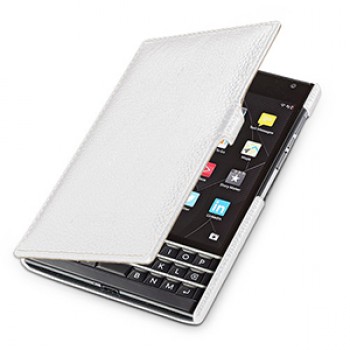 Кожаный чехол горизонтальная книжка (нат. кожа) с крепежной застежой для Blackberry Passport