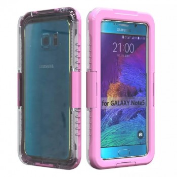 Двухмодульный силиконовый пылеводонепроницаемый IP68 ударостойкий чехол с активной крышкой для Samsung Galaxy Note 5 Розовый