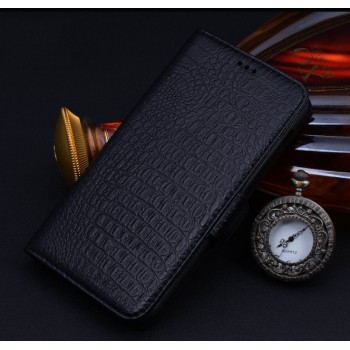 Кожаный чехол портмоне (нат. кожа крокодила) для Samsung Galaxy Note 5 Черный