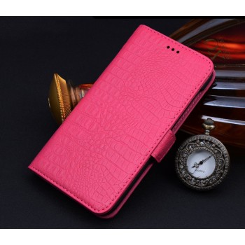 Кожаный чехол портмоне (нат. кожа крокодила) для Samsung Galaxy Note 5 Розовый