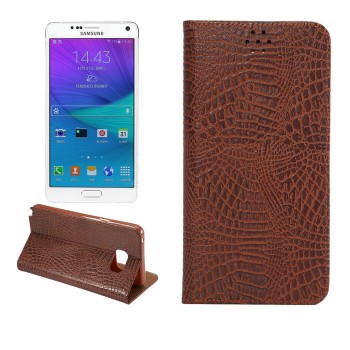 Чехол флип подставка на силиконовой основе с отделением для карт текстура Змея для Samsung Galaxy Note 5 Коричневый
