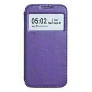 Чехол флип подставка на силиконовой основе с окном вызова и отделением для карт для Samsung Galaxy Note 5 Фиолетовый