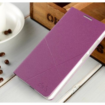 Текстурный чехол флип подставка на пластиковой основе с отделением для карт для Huawei Honor 7 Фиолетовый