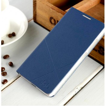 Текстурный чехол флип подставка на пластиковой основе с отделением для карт для Huawei Honor 7 Синий