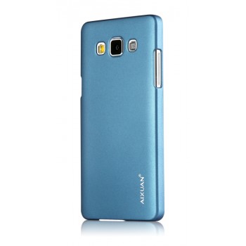 Пластиковый матовый металлик чехол для Samsung Galaxy A5 Голубой