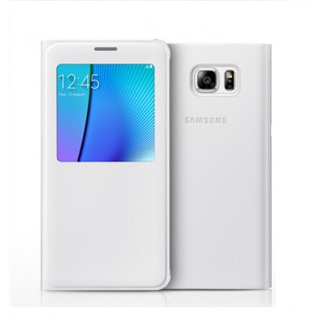 Чехол флип на пластиковой основе с окном вызова для Samsung Galaxy Note 5 Белый
