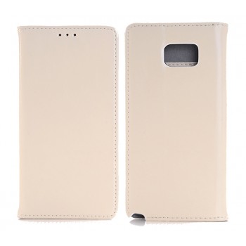 Вощеный чехол флип подставка с внутренним карманом на пластиковой основе для Samsung Galaxy Note 5 Белый