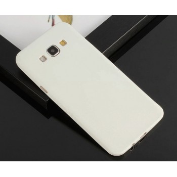 Силиконовый матовый нанотонкий 0.39 мм чехол для Samsung Galaxy E7 Белый