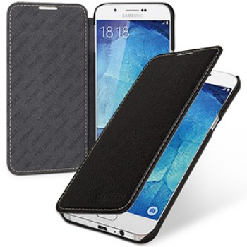 Кожаный чехол горизонтальная книжка (нат. кожа) для Samsung Galaxy A8