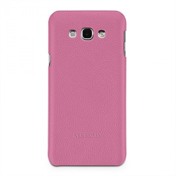 Кожаный чехол накладка (нат. кожа) серия Back Cover для Samsung Galaxy A8 Розовый