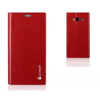 Кожаный чехол горизонтальная книжка подставка на присосках для Samsung Galaxy A8 Красный