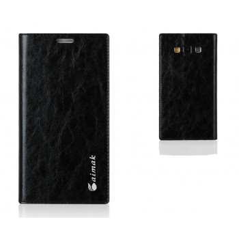 Кожаный чехол горизонтальная книжка подставка на присосках для Samsung Galaxy A8 Черный