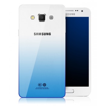 Силиконовый матовый полупрозрачный чехол градиентный для Samsung Galaxy A8 Синий