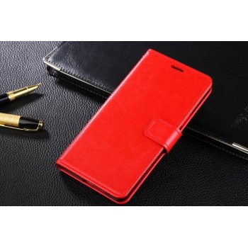 Чехол портмоне подставка на пластиковой основе с защелкой для Samsung Galaxy A8 Красный