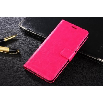 Чехол портмоне подставка на пластиковой основе с защелкой для Samsung Galaxy A8 Розовый