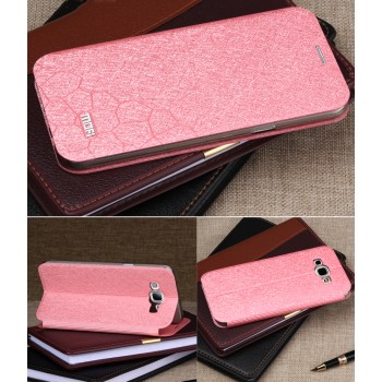 Чехол флип подставка на пластиковой основе текстура Соты для Samsung Galaxy A8 Розовый