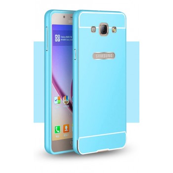 Двухкомпонентный чехол с металлическим бампером и поликарбонатной накладкой для Samsung Galaxy A8 Голубой