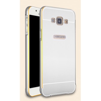 Двухкомпонентный чехол с металлическим бампером с золотой окантовкой и поликарбонатной накладкой для Samsung Galaxy A8
