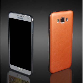 Силиконовый матовый непрозрачный чехол текстура Кожа для Samsung Galaxy A8 Оранжевый