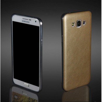 Силиконовый матовый непрозрачный чехол текстура Кожа для Samsung Galaxy A8 Бежевый