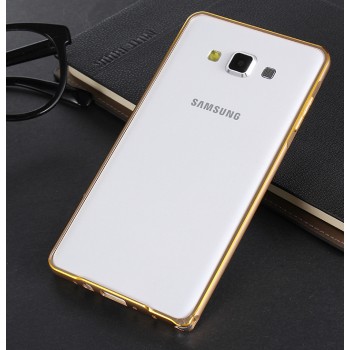 Металлический бампер с золотой окантовкой для Samsung Galaxy A8 Бежевый