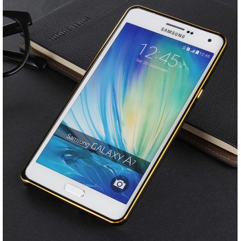 Металлический бампер с золотой окантовкой для Samsung Galaxy A8 Черный