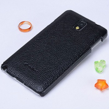 Кожаный чехол накладка Back Cover для Samsung Galaxy Note 3 Черный