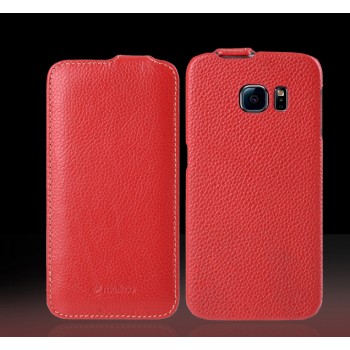Кожаный чехол вертикальная книжка с защёлкой для Samsung Galaxy S6 Edge Красный