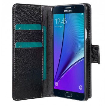Кожаный чехол портмоне с крепежной застежкой для Samsung Galaxy Note 5