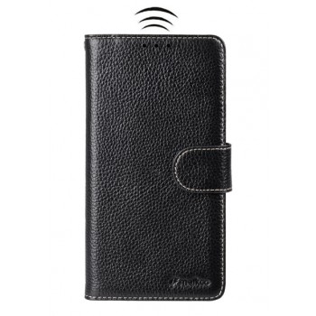 Кожаный чехол портмоне с крепежной застежкой для Samsung Galaxy Note 5 Черный