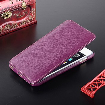 Кожаный чехол вертикальная книжка с защёлкой для Iphone 6 Plus/6s Plus Фиолетовый